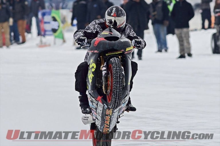 World’s Fastest Wheelie on Ice – 109.5 mph on ZX-10R (Video)
