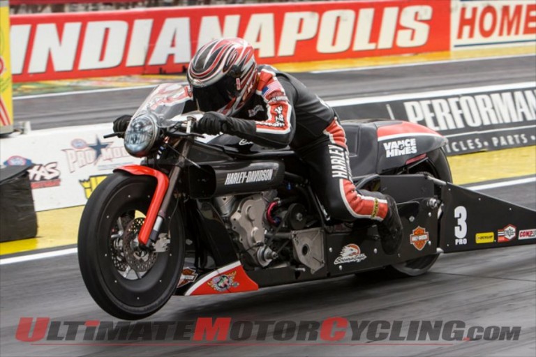 Harley’s Krawiec Pilots V-Rod to Indy NHRA Nationals Win