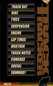 TrackTracker - For the Data-Minded Track Day Aficionado main menu