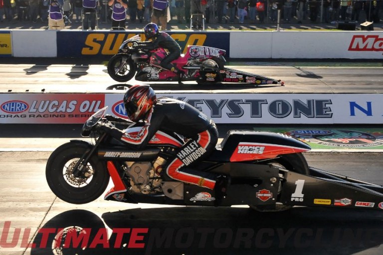 Harley V-Rod Pilot Hines Wins Maple Grove NHRA
