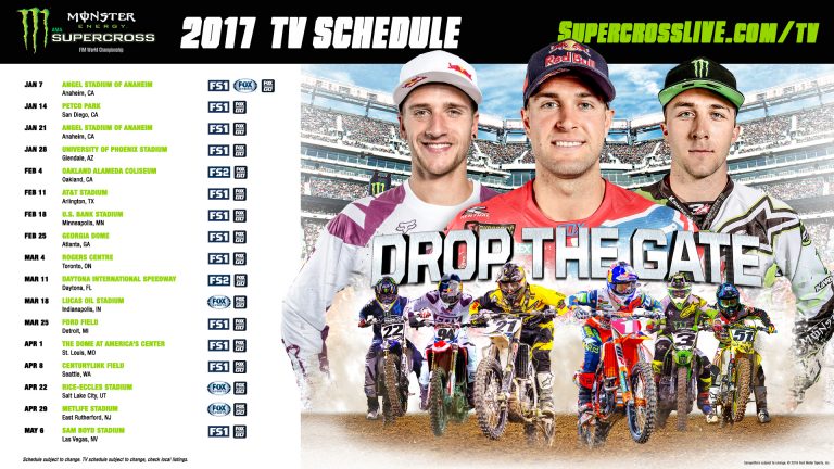 2017 Monster Energy Supercross TV Schedule | Fox Sports Infographic 2017 Monster Energy Supercross TV Schedule | Fox Sports Infographic