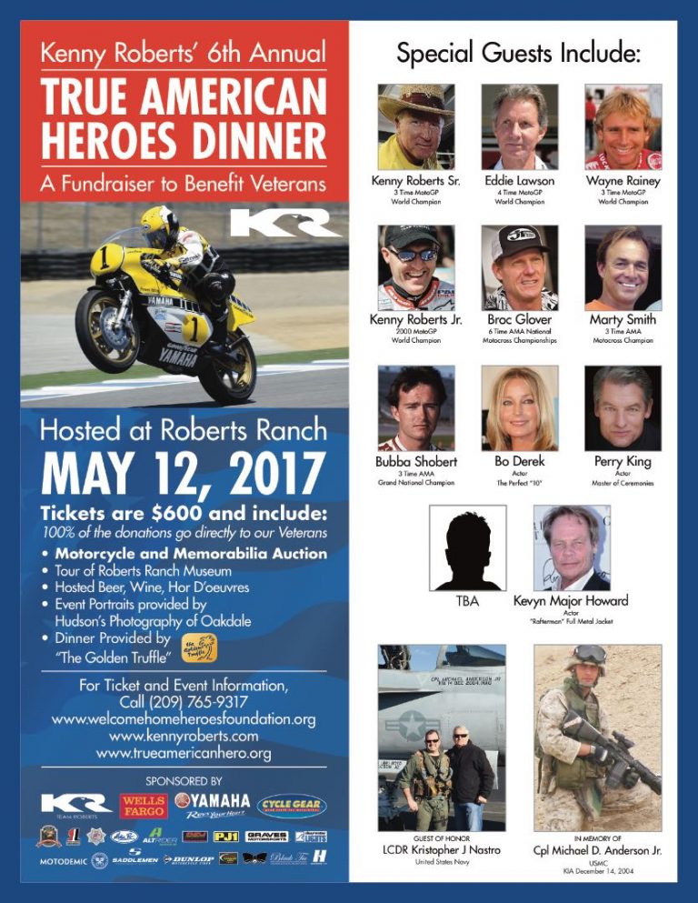 Kenny Roberts Invites You To True American Hero Dinner & Ride