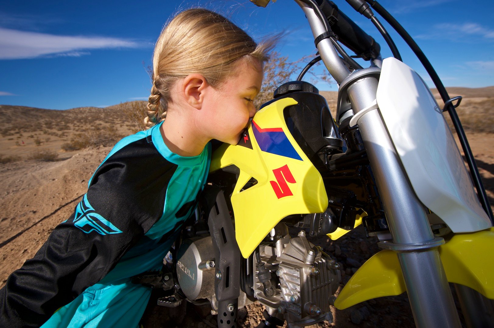 Little girl riding outlet dirt bike