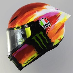 Valentino Rossi and AGV Reveal 2019 Mugello Pista GP R Helmet - red orange purple white side