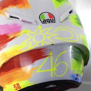Valentino Rossi and AGV Reveal 2019 Mugello Pista GP R Helmet - rear detail 46 sun moon