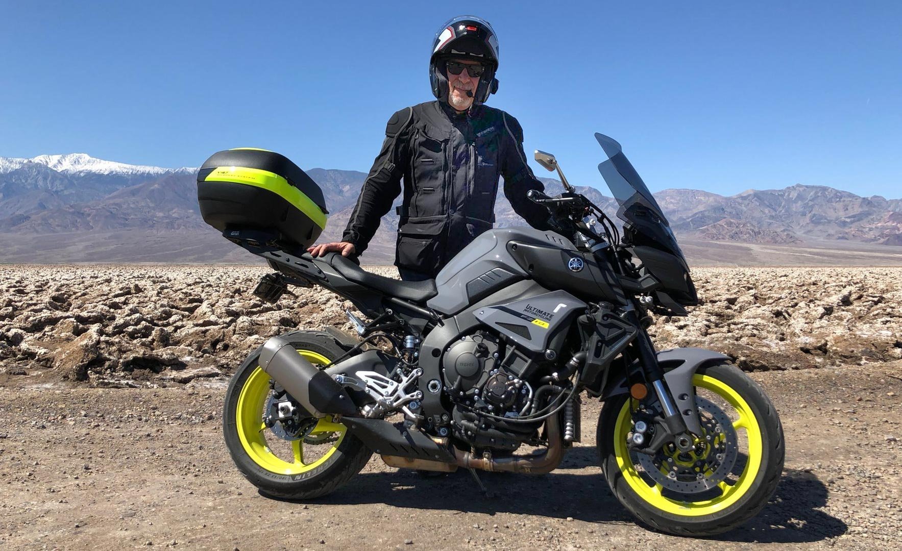 I ❤ Death Valley National Park: Yamaha MT-10 and author