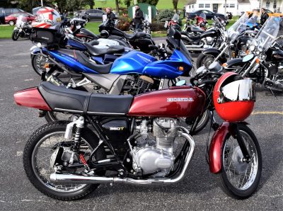 Another seventies classic—a clean 1976 Honda CJ360T with café racer vibe to fit the spirit of the event.