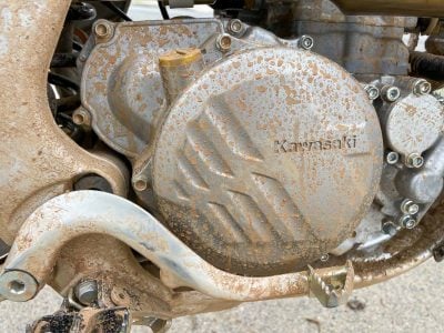 Muc-Off Nano Tech Motorcycle Cleaner Review: Mud-splattered engine