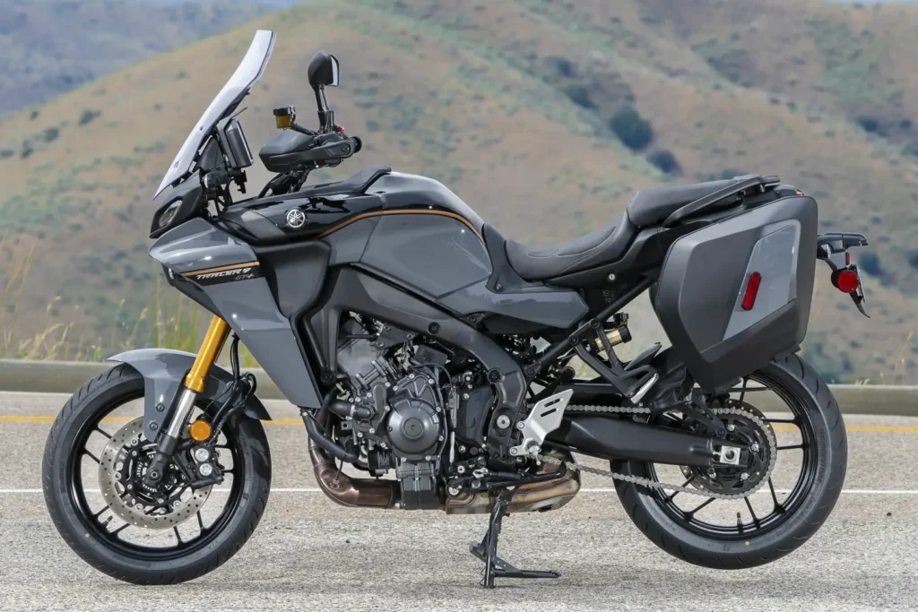 2024 Yamaha Tracer 9 GT+ in Storm Gray parked on a mountain road