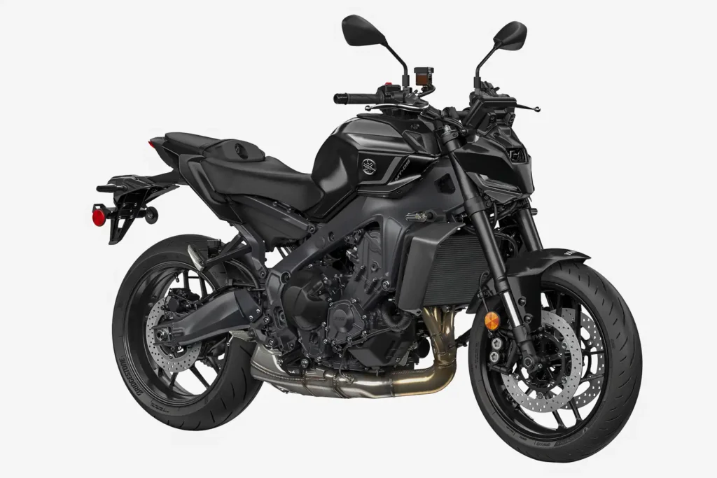 2024 Yamaha MT-09 in Matte Raven Black, right front three-quarter view