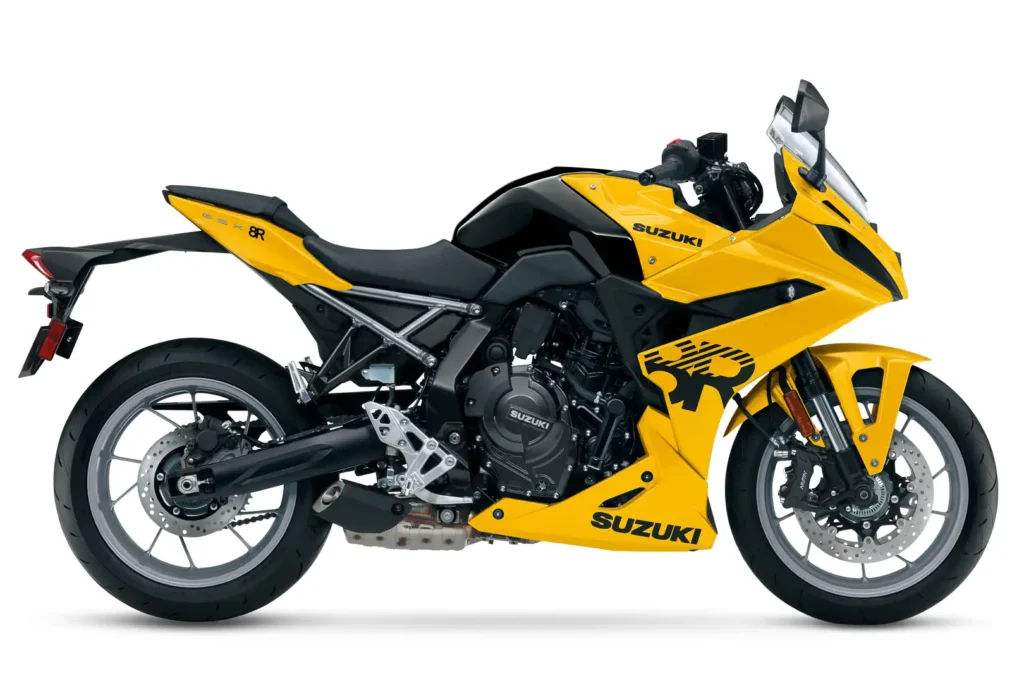 2024 Suzuki GSX-8R in Pearl Ignite Yellow, right side profile