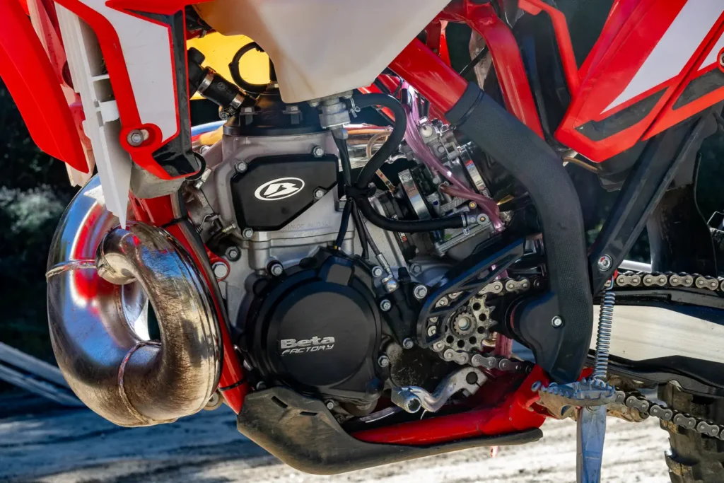 2024 Beta 250 RR two-stroke engine and expansion chamber