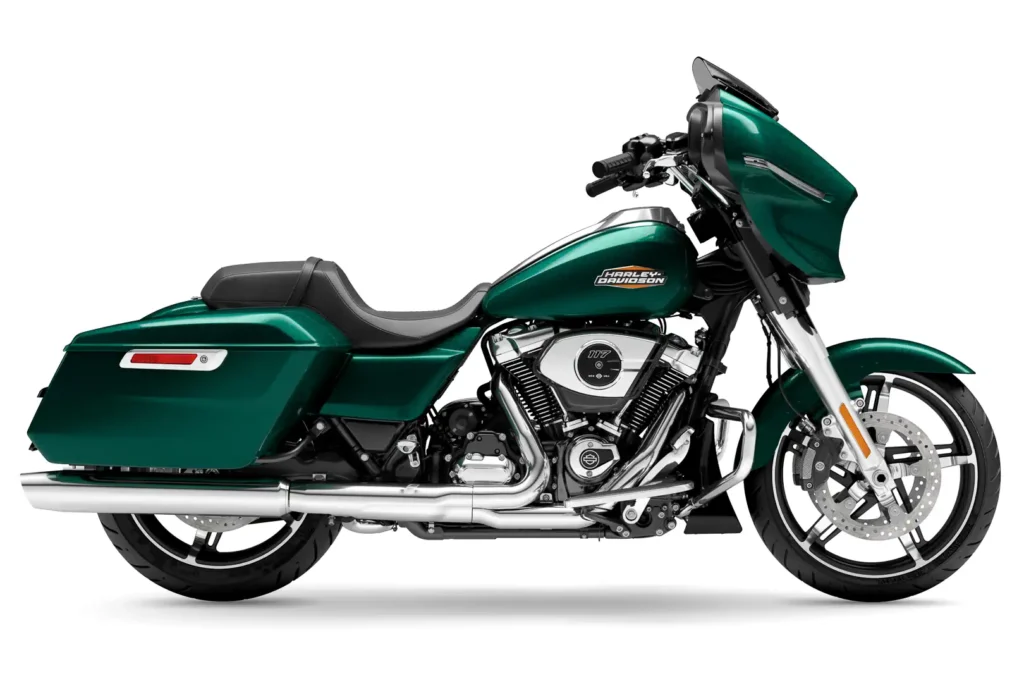 2024 Harley-Davidson Street Glide in Alpine Green, studio side view