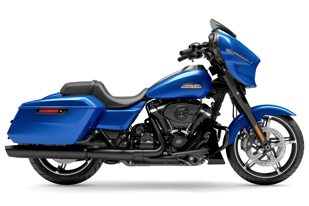 2024 Harley-Davidson Street Glide in Blue Burst, studio side view