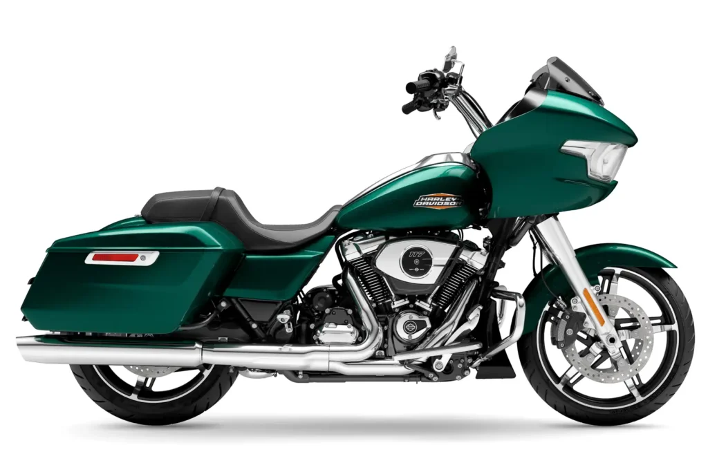 2024 Harley-Davidson Road Glide in green, studio side view