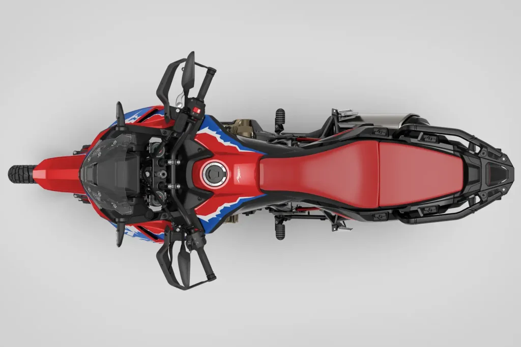 2024 Honda Africa Twin DCT top view showing seat and handlebar