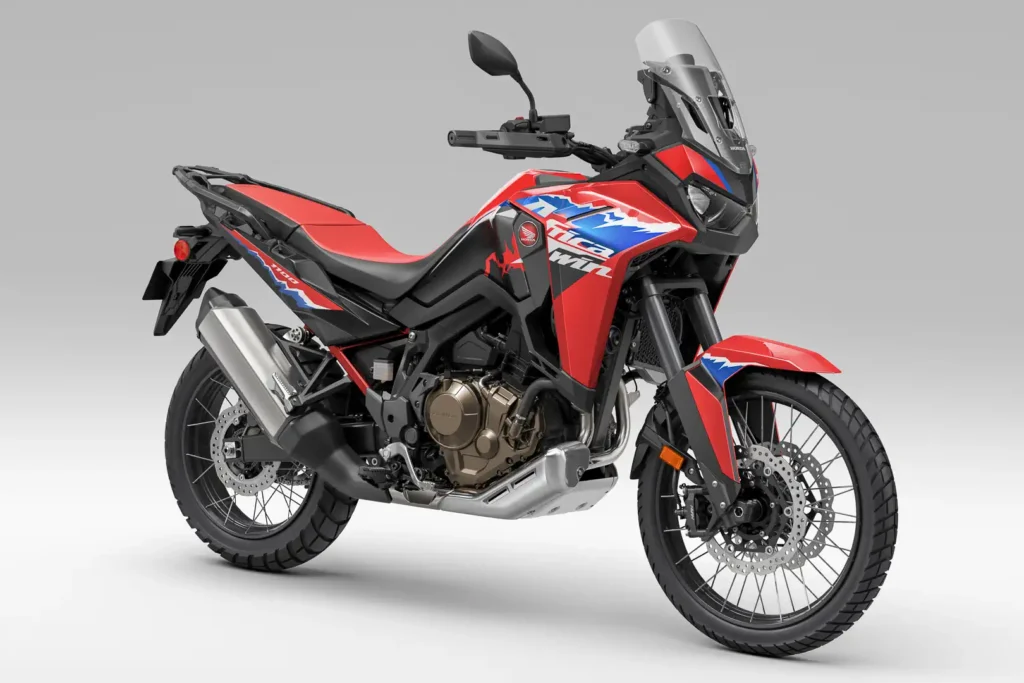 2024 Honda Africa Twin in Grand Prix Red, right front three-quarter view