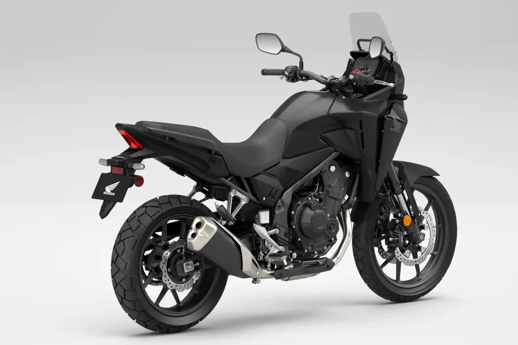 2024 Honda NX500 rear three-quarter studio view
