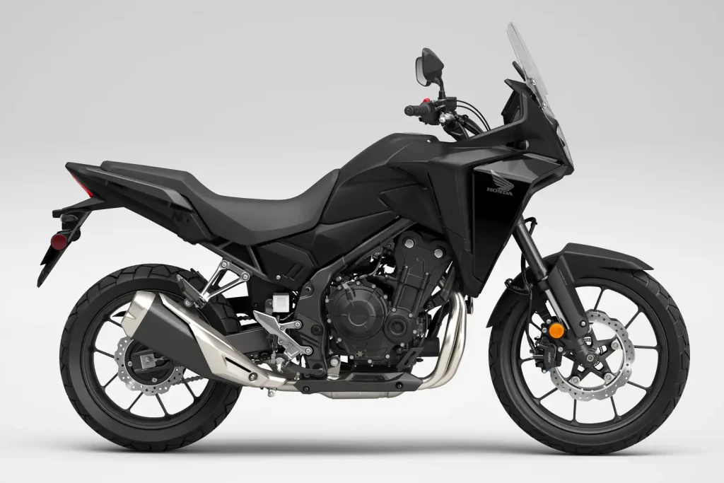 2024 Honda NX500 in Matte Black Metallic, studio side view