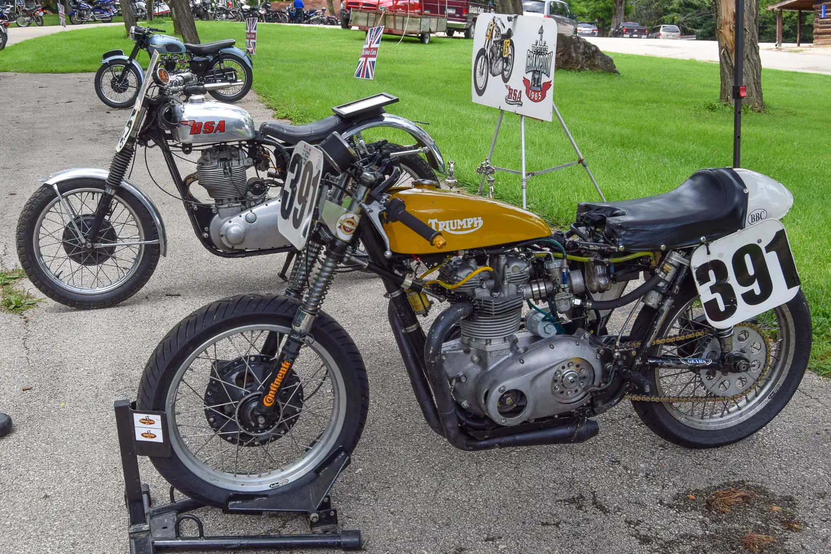 44th Annual Great Midwest British Motorcycle Rally & Show Report: VIntage Triumph and BSA competition bikes