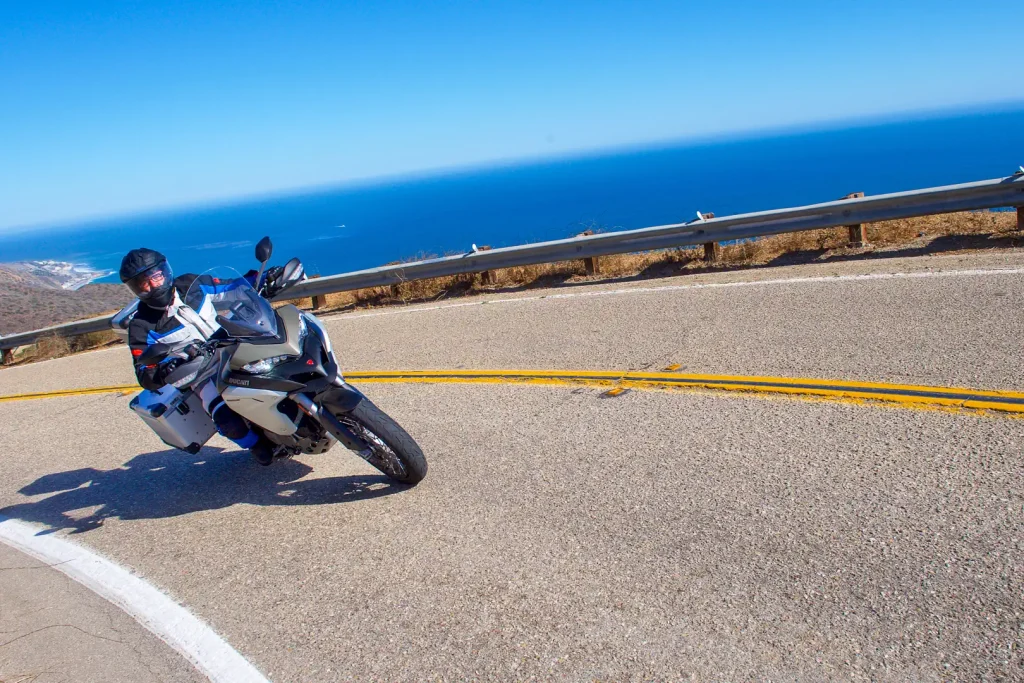 Ducati Multistrada 1200 Enduro on the coast of the Pacific Ocean