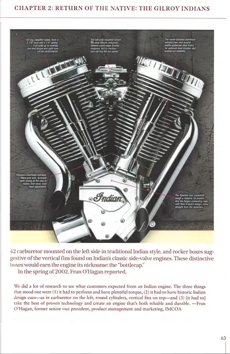 Gilroy Indians Book Review: 100-cubi-inch V-twin Powerplus engine.
