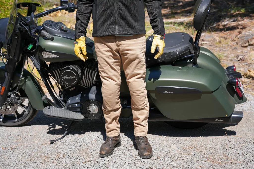 Pando Moto Robby Slim Jeans Review: Front view off-motorcycle