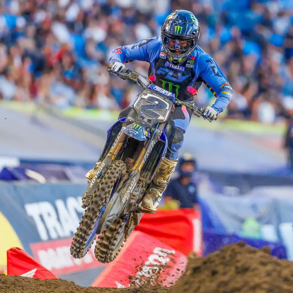 Cooper Webb jumping his Yamaha YZ450F.