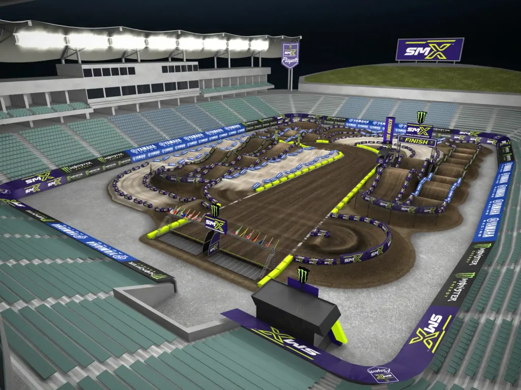 A fan's view of the track for 2026 SMX Playoff 2 at, Dignity Health Sports Park, Carson. 