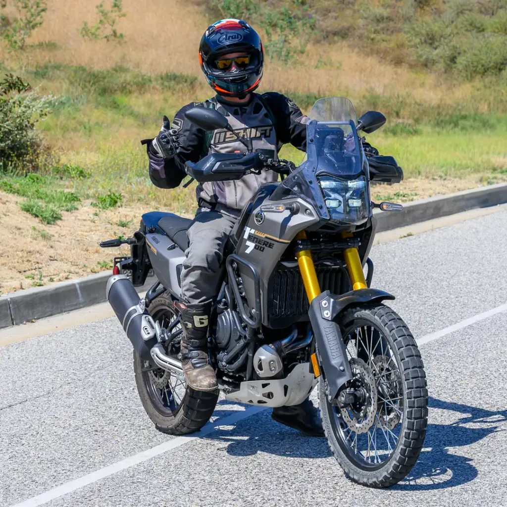 2026 Yamaha Ténéré 700 Commuter Review: Rider sitting on the motorcycle to show the size.
