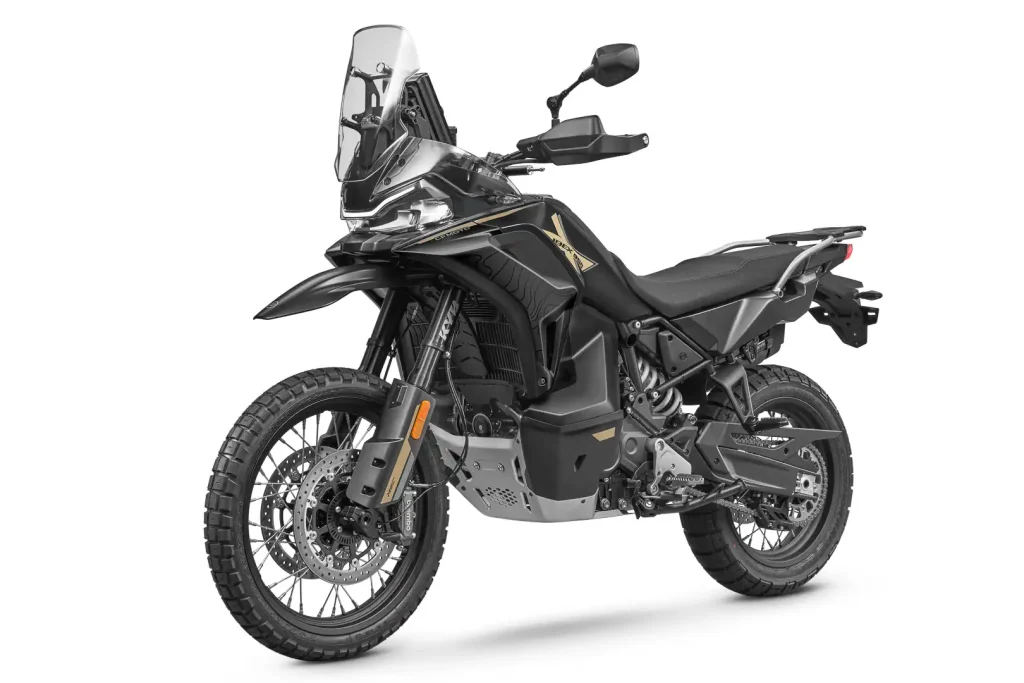 2027 CFMoto Ibex 950 Adventure Bike First Look: 3/4 left side view in black
