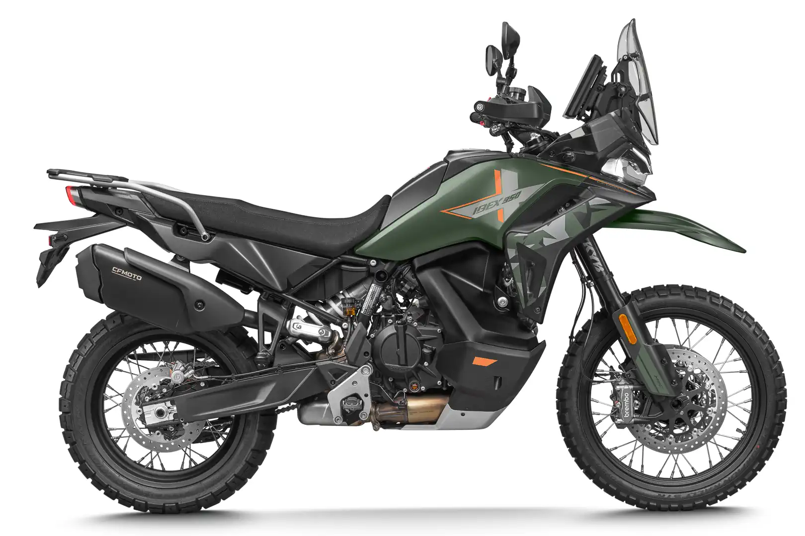 CFMoto Ibex 950 Adventure Bike con motore da 946cc e componenti di alto livello, pronta per avventure su strada e fuori strada