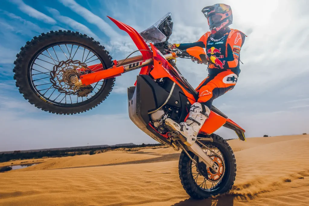 Daniel Sanders riding in the desert