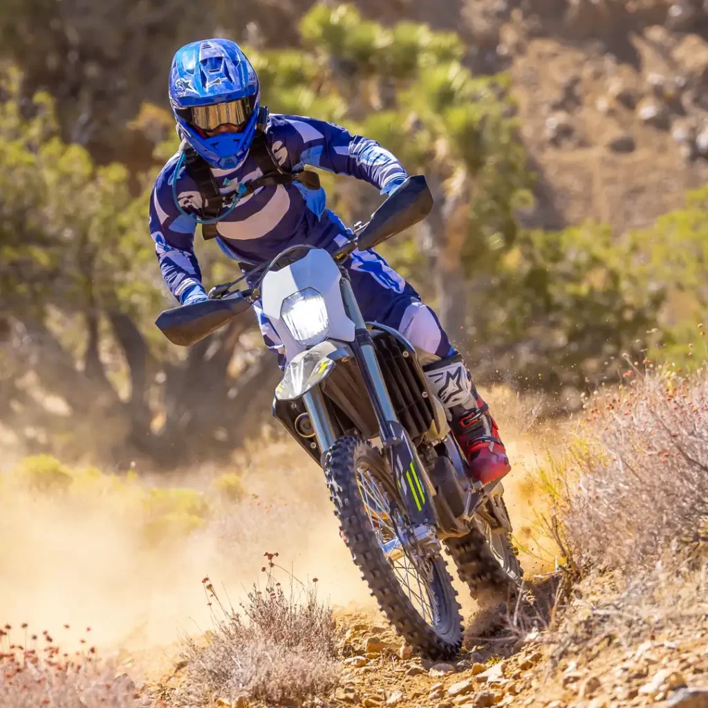 Darren Bart in the Mojave Desert on a Triumph TF 450-E.