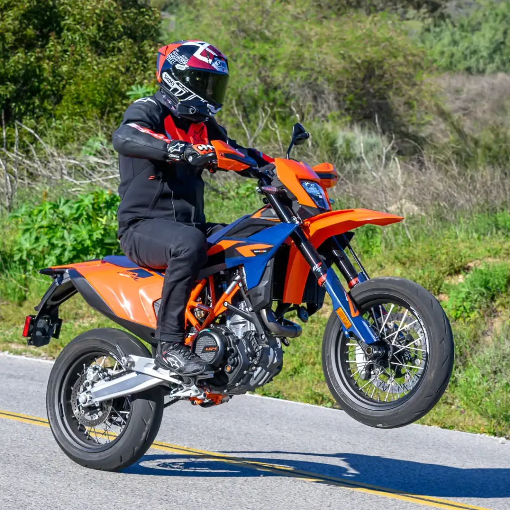 Nic de Sena wheelying a KTM 690 SMC R