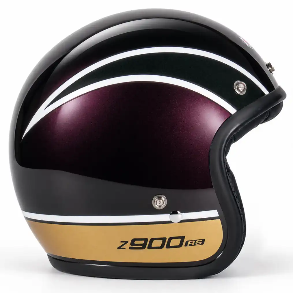 Metallic red and gold custom painted Pyramid x Bell Custom 500 helmet.