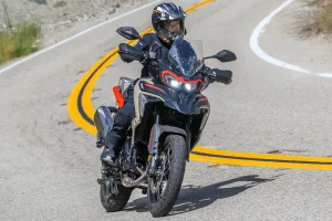 2026 Benelli TRK 702X leaned into a left hand turn