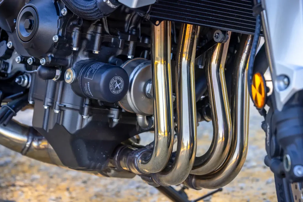 The 2026 Honda CB1000F engine featuring the four exhaust headers.
