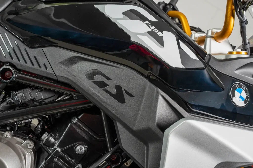 Black plastic detail of the new 2027 BMW F 450 GS
