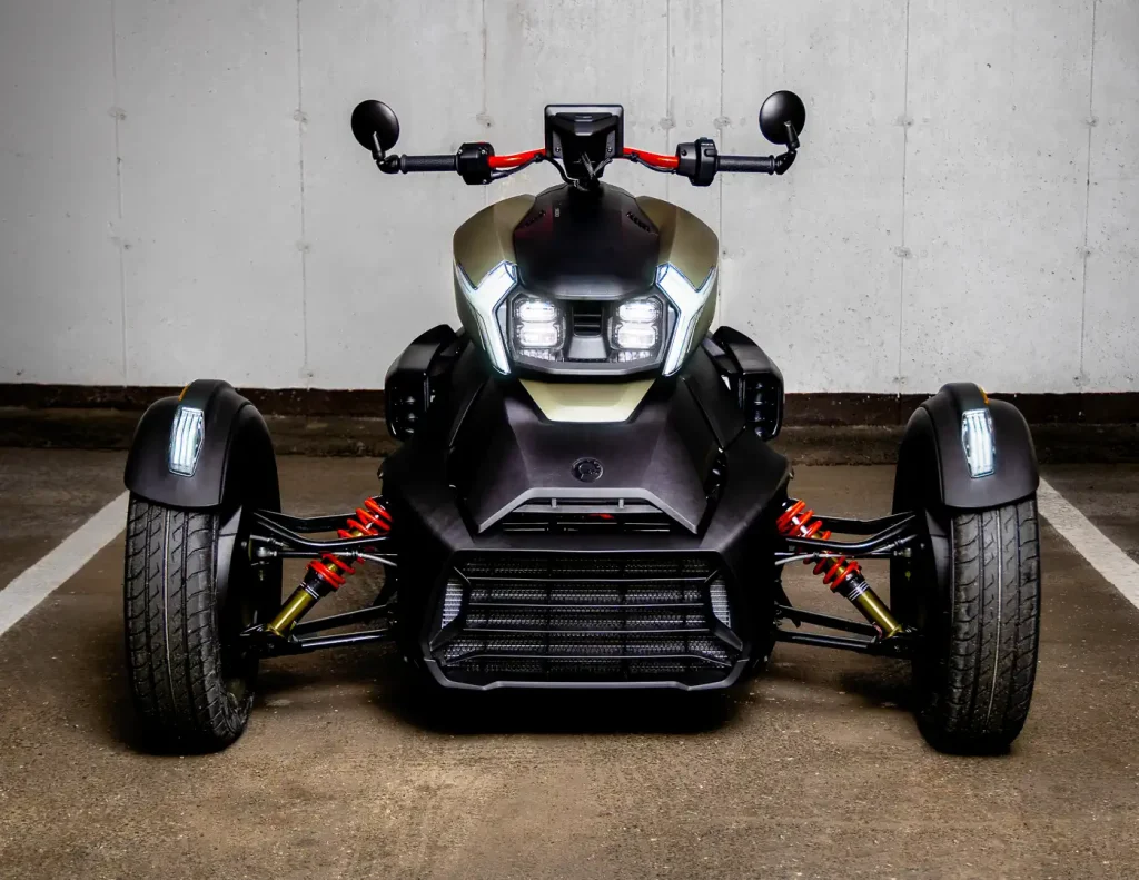 LED lighting on a three-wheel vehicle.