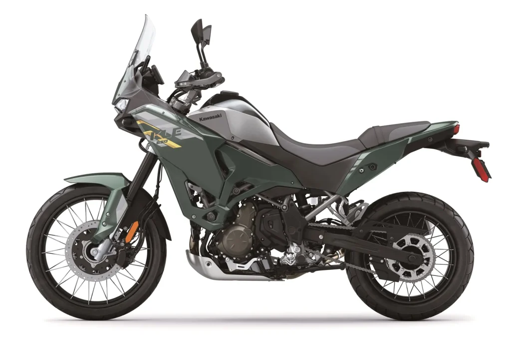 2027 Kawasaki KLE650 SE in Metallic Bluish Green, left side profile