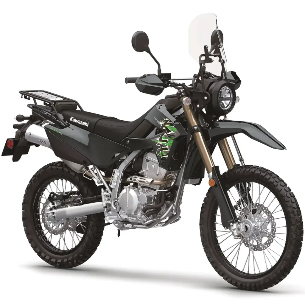 front Right 3/4 view of the 2027 Kawasaki KLX300 XPL in the studio