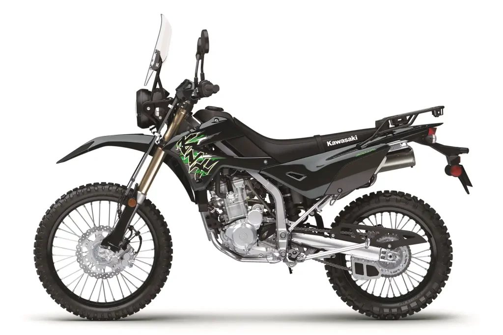 left profile view of the 2027 Kawasaki KLX300 XPL in the studio