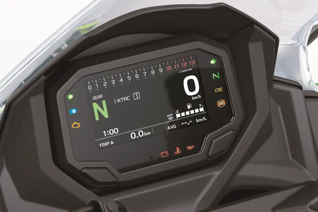 2027 Kawasaki Ninja 650 dash with bar tachometer