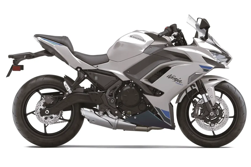 2027 Kawasaki Ninja 650 right side profile in the studio