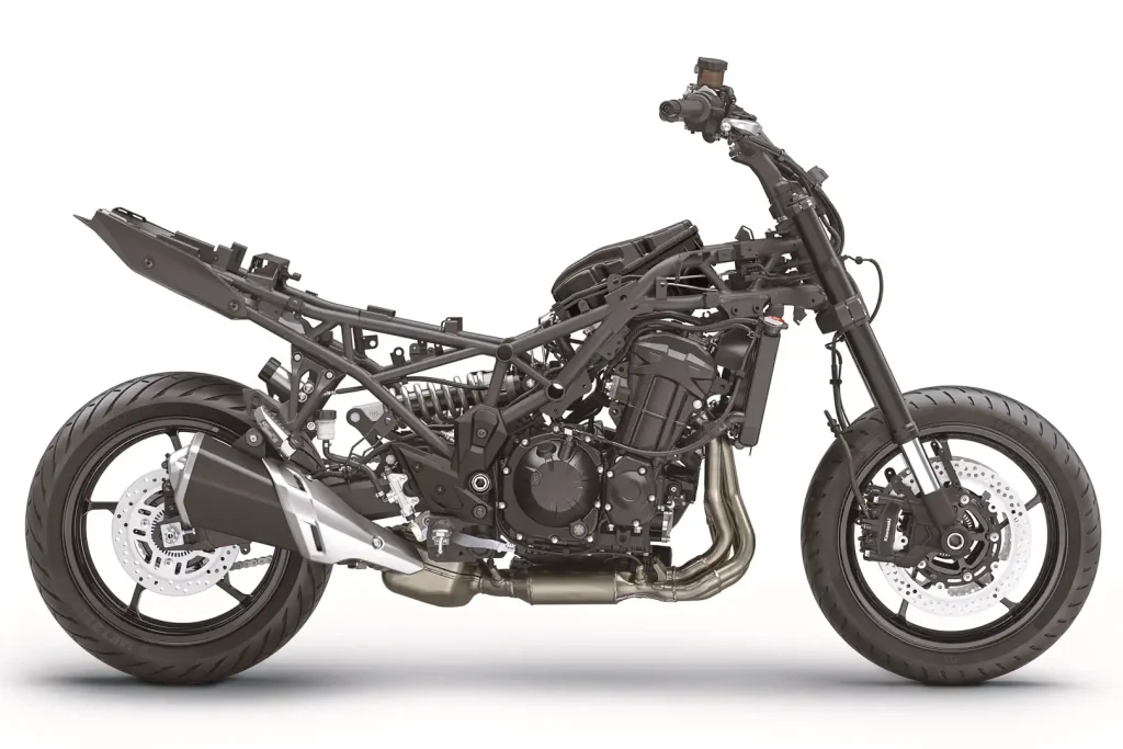 2027 Kawasaki Versys 900 LT SE stripped of bodywork.