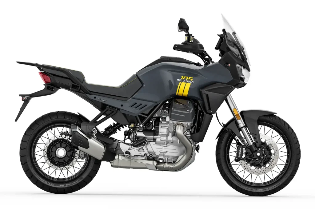 2027 Moto Guzzi 105th Anniversary Edition Stelvio right side studio profile