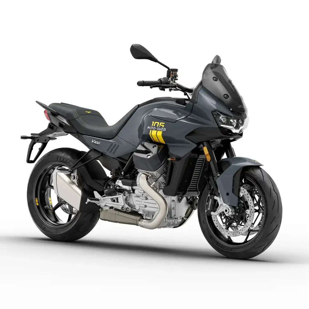 Moto Guzzi V100 Mandello front right 3/4 view in studio