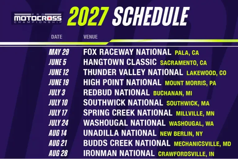 2027 Pro Motocross Schedule: AMA Nationals Dates, Tickets
