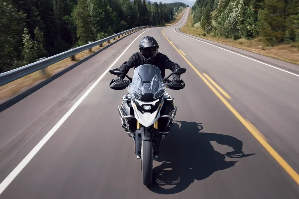 2027 Triumph Tiger 1200 Rally Explorer front view on the road